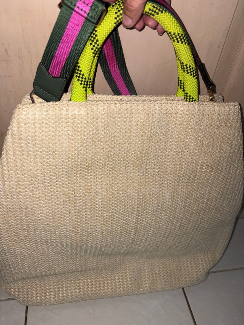 Stella & Dot Game Changer Straw Tote 18”x16”x6” - Picture 2 of 6